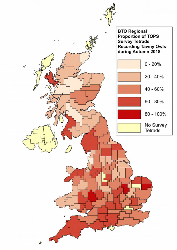Tawny Owl Point Survey results regions 2018 Tawny Owl Point Survey results regions 2018
